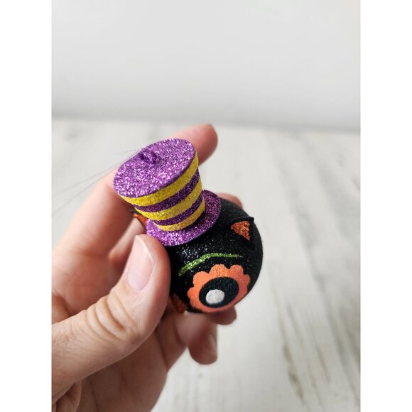 Pier 1 owl glitter ornament hat Halloween rare tree vintage Xmas - Picture 7 of 9